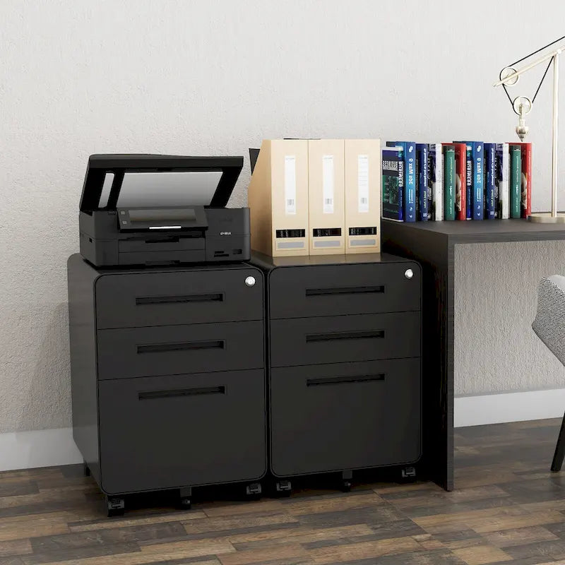 Classeurs en acier à 3 tiroirs avec serrure, mobile sous le bureau, armoire entièrement assemblée