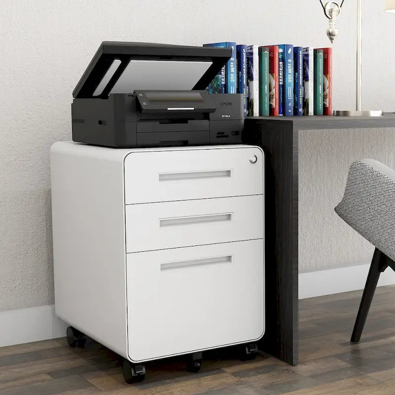 Classeurs en acier à 3 tiroirs avec serrure, mobile sous le bureau, armoire entièrement assemblée