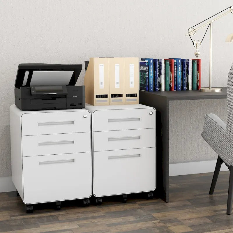 Classeurs en acier à 3 tiroirs avec serrure, mobile sous le bureau, armoire entièrement assemblée