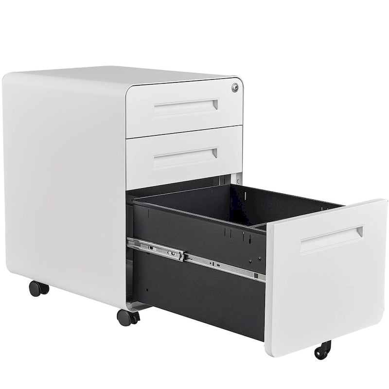 Classeurs en acier à 3 tiroirs avec serrure, mobile sous le bureau, armoire entièrement assemblée