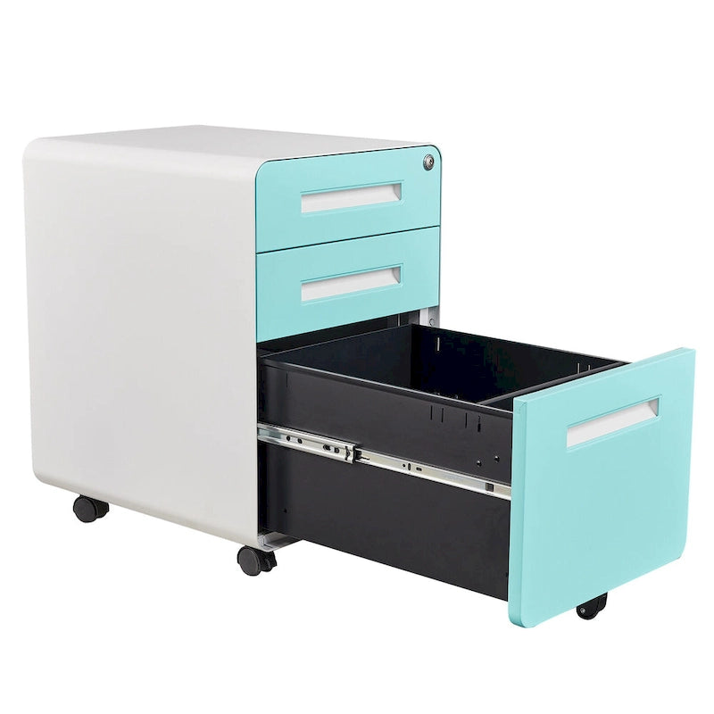 Classeurs en acier à 3 tiroirs avec serrure, mobile sous le bureau, armoire entièrement assemblée