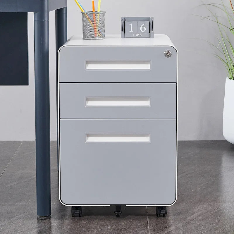 Classeurs en acier à 3 tiroirs avec serrure, mobile sous le bureau, armoire entièrement assemblée