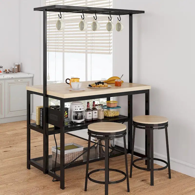 Dessertes de cuisine avec étagère pour four à micro-ondes et rangement – 119 cm (P) x 71 cm (L) x 183 cm (H)