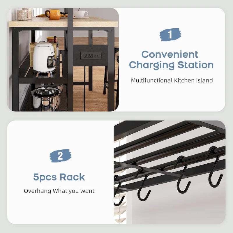 Dessertes de cuisine avec étagère pour four à micro-ondes et rangement – 119 cm (P) x 71 cm (L) x 183 cm (H)