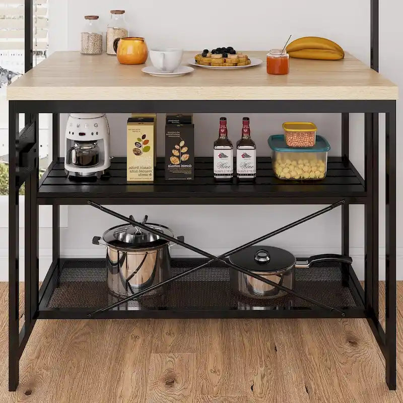 Dessertes de cuisine avec étagère pour four à micro-ondes et rangement – 119 cm (P) x 71 cm (L) x 183 cm (H)