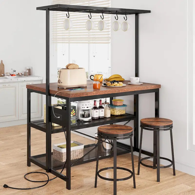 Dessertes de cuisine avec étagère pour four à micro-ondes et rangement – 119 cm (P) x 71 cm (L) x 183 cm (H)