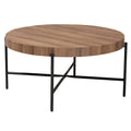 Table basse en bois couleur noyer et métal noir au style industriel moderne