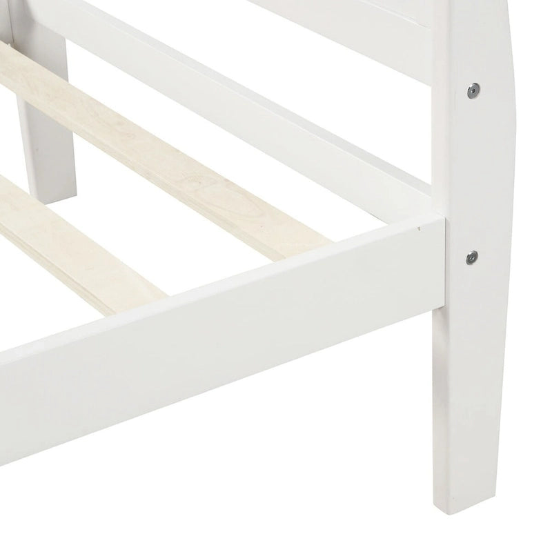 Lit plateforme en bois avec tête de lit, pied de lit et support à lattes en bois