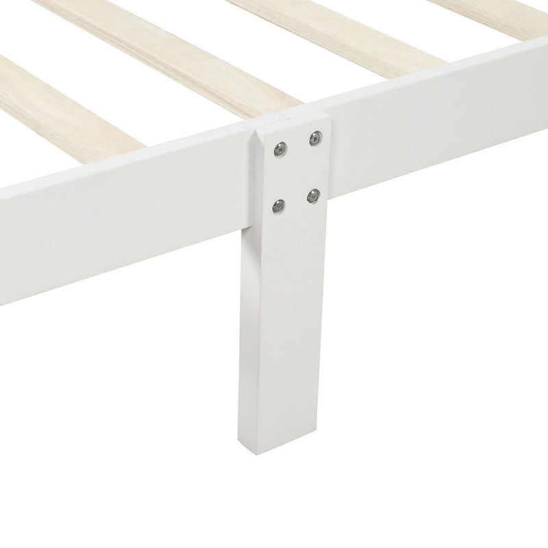 Lit plateforme en bois avec tête de lit, pied de lit et support à lattes en bois