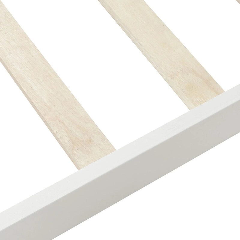 Lit plateforme en bois avec tête de lit, pied de lit et support à lattes en bois