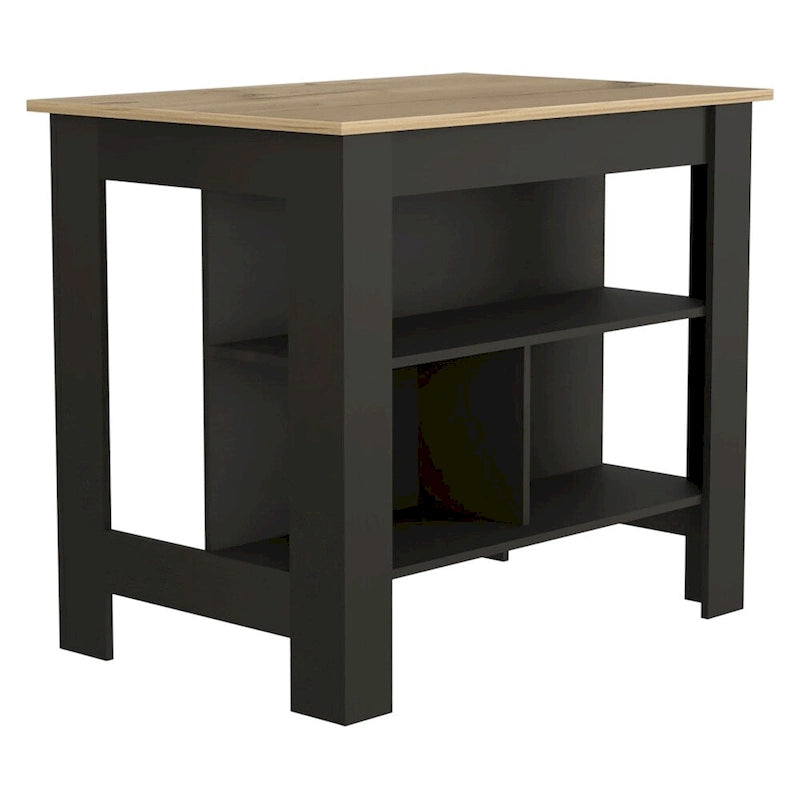 Table de salle à manger îlot de cuisine en bois de 40,5 po de largeur avec 3 tablettes
