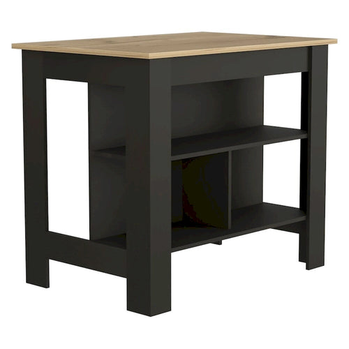 Table de salle à manger îlot de cuisine en bois de 40,5 po de largeur avec 3 tablettes