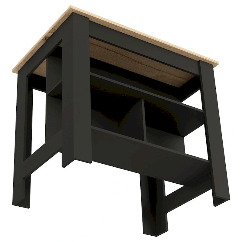 Table de salle à manger îlot de cuisine en bois de 40,5 po de largeur avec 3 tablettes