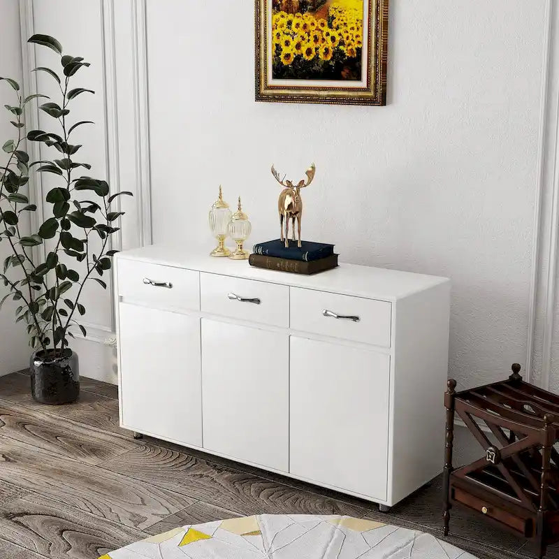 Guéridon Sidrboard moderne, Table d'appoint avec tiroir et portes