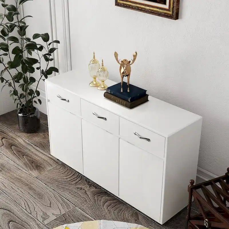 Guéridon Sidrboard moderne, Table d'appoint avec tiroir et portes