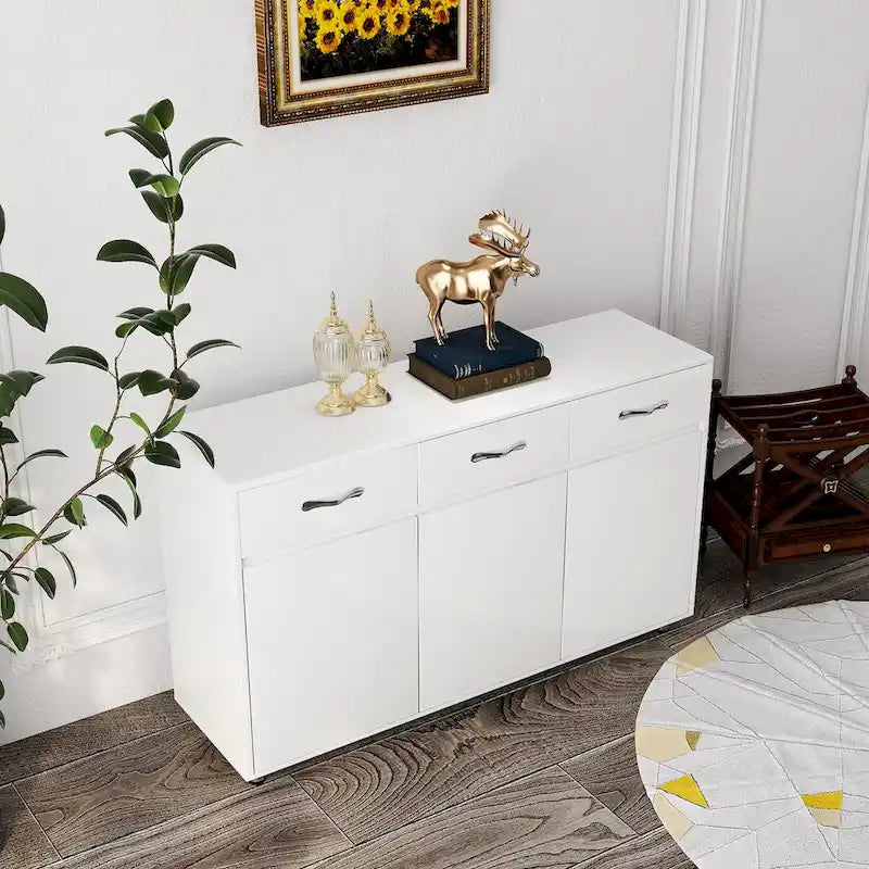 Guéridon Sidrboard moderne, Table d'appoint avec tiroir et portes