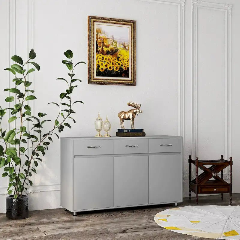 Guéridon Sidrboard moderne, Table d'appoint avec tiroir et portes
