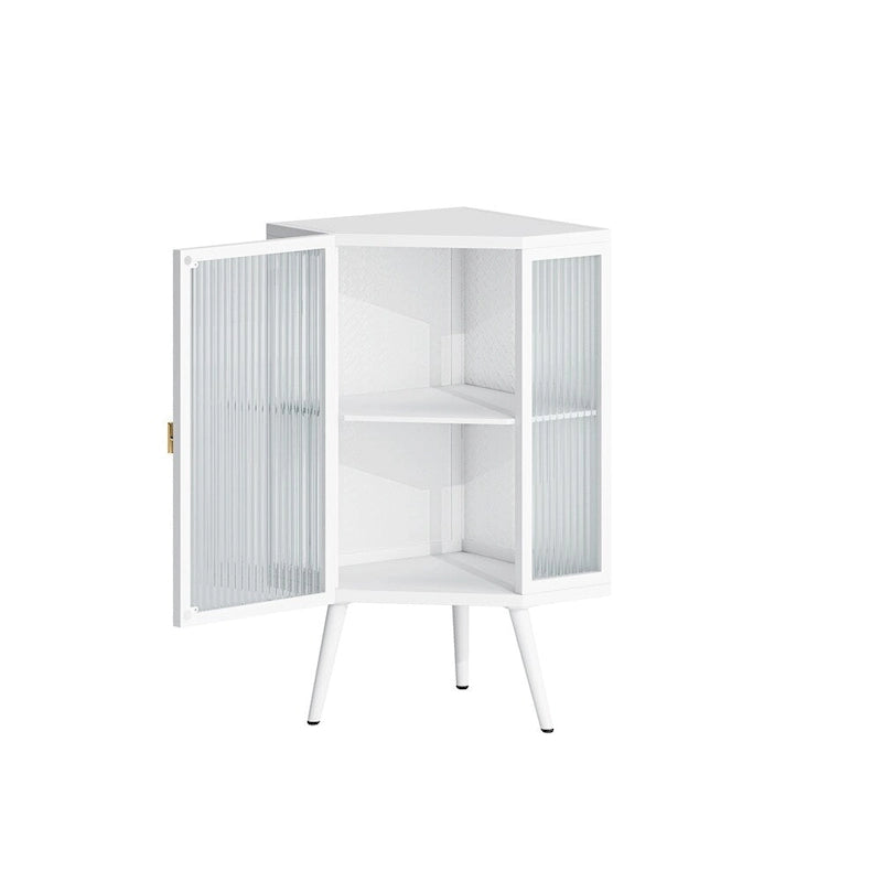 Meuble d'angle bas de 22,25 po avec porte en verre trempé et étagères de rangement