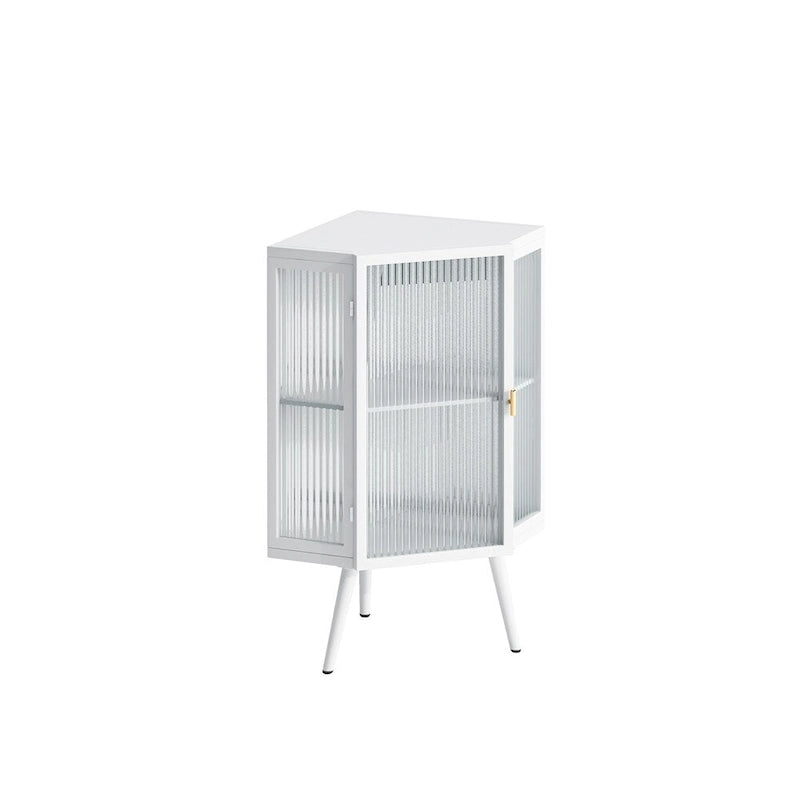 Meuble d'angle bas de 22,25 po avec porte en verre trempé et étagères de rangement