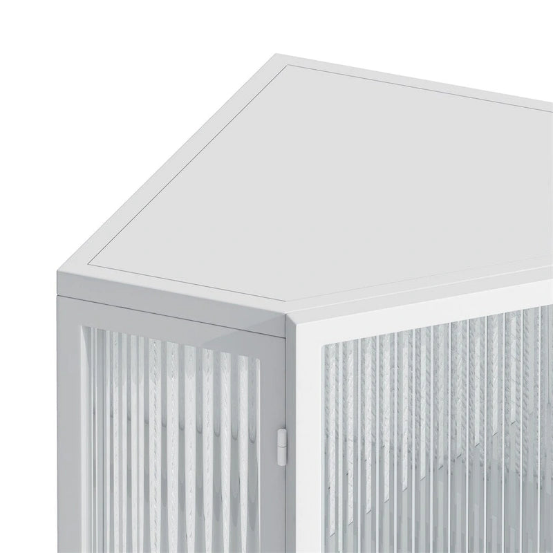 Meuble d'angle bas de 22,25 po avec porte en verre trempé et étagères de rangement
