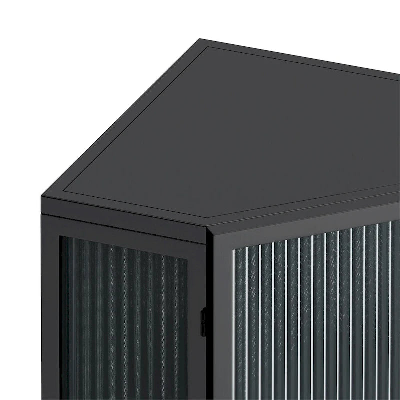 Meuble d'angle bas de 22,25 po avec porte en verre trempé et étagères de rangement