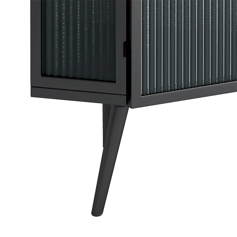 Meuble d'angle bas de 22,25 po avec porte en verre trempé et étagères de rangement
