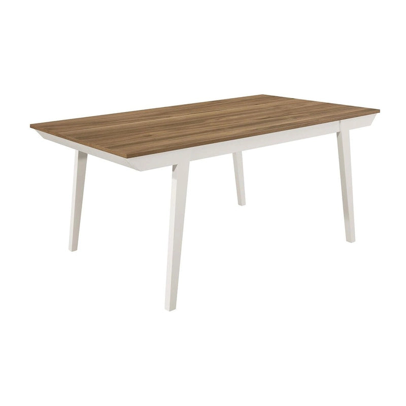 Table à manger évasée en acacia naturel et blanc cassé