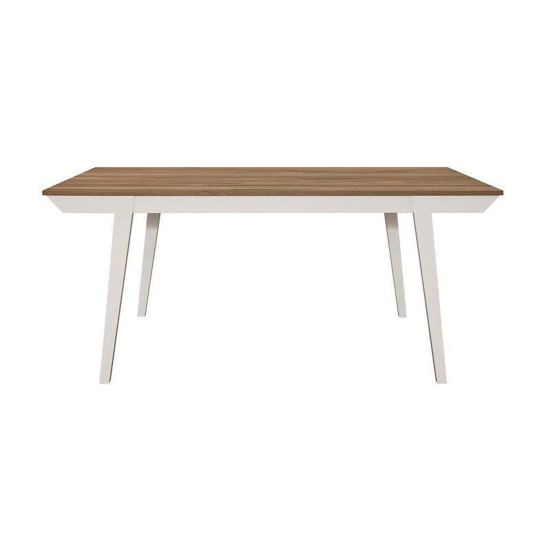 Table à manger évasée en acacia naturel et blanc cassé
