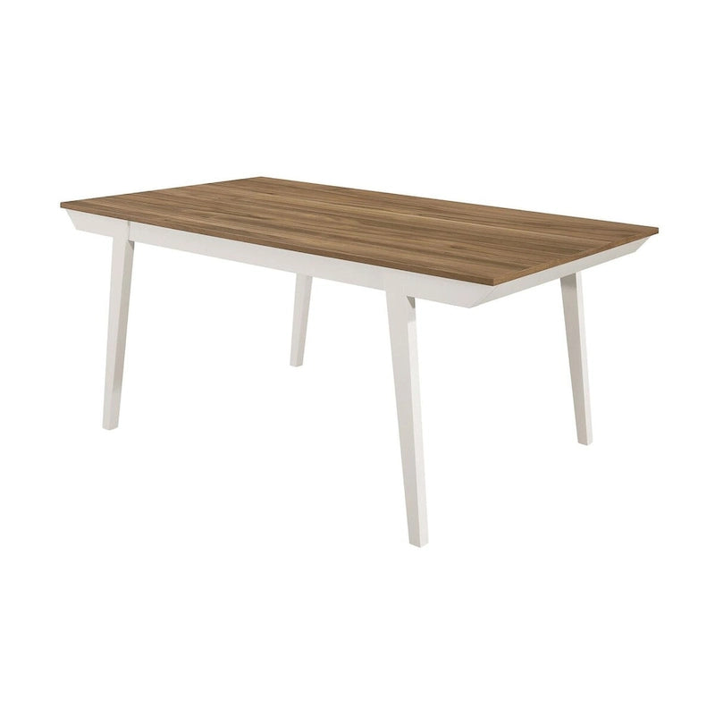 Table à manger évasée en acacia naturel et blanc cassé
