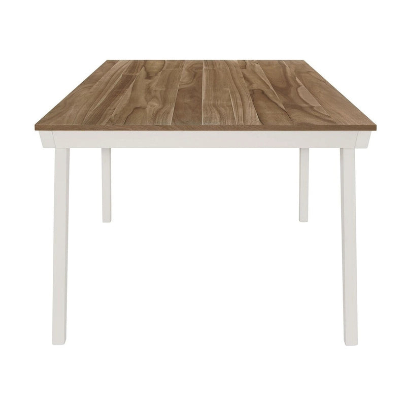 Table à manger évasée en acacia naturel et blanc cassé