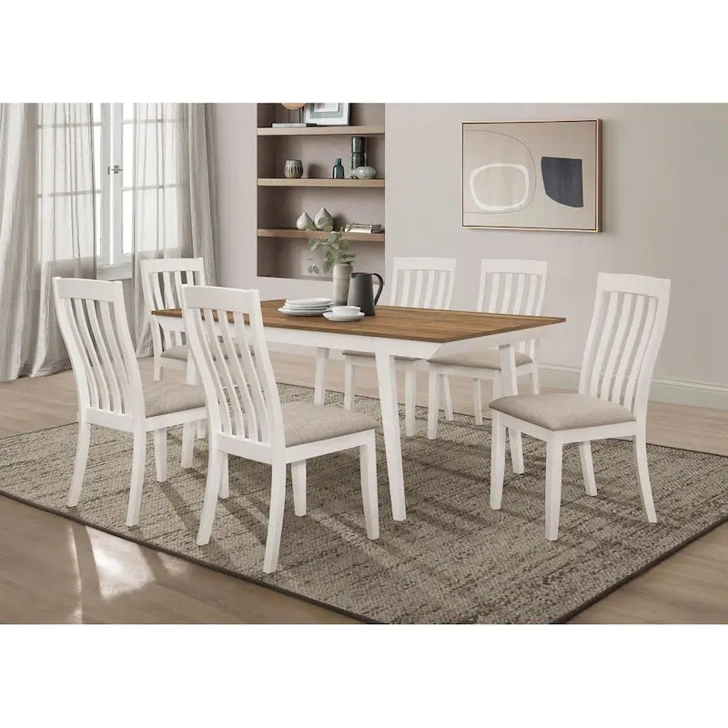 Table à manger évasée en acacia naturel et blanc cassé