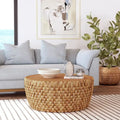 Table basse tambour ronde en rotin