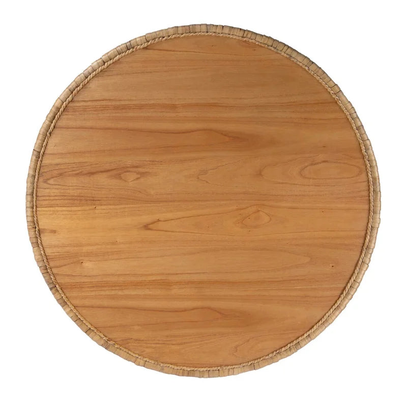 Table basse tambour ronde en rotin