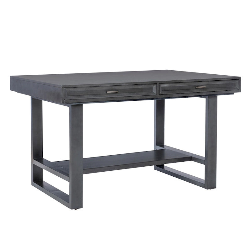 Table à manger hauteur comptoir Wilson en bois gris avec rangement
