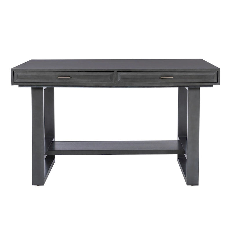 Table à manger hauteur comptoir Wilson en bois gris avec rangement