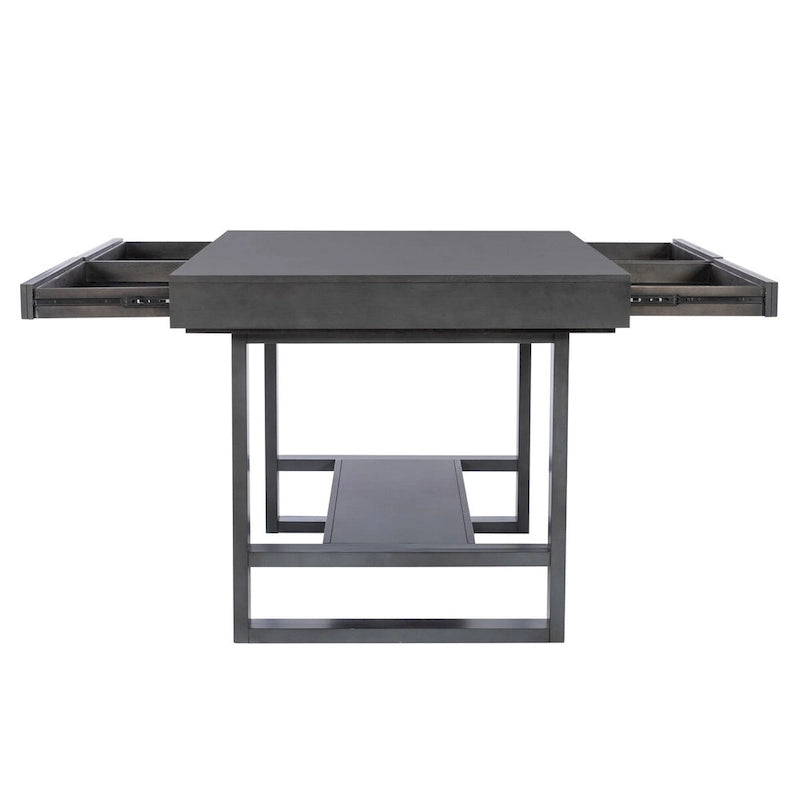 Table à manger hauteur comptoir Wilson en bois gris avec rangement
