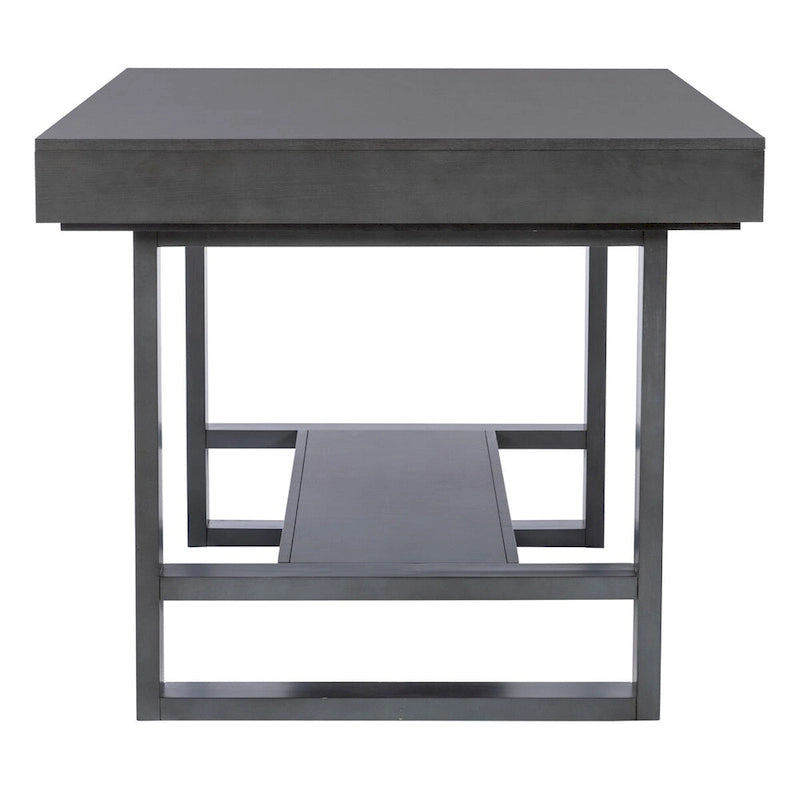 Table à manger hauteur comptoir Wilson en bois gris avec rangement