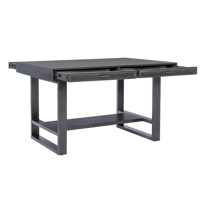 Table à manger hauteur comptoir Wilson en bois gris avec rangement