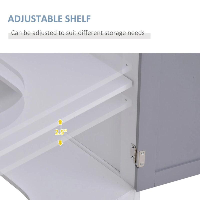 Meuble de rangement pour lavabo sur colonne, Meuble-lavabo, Meuble de salle de bain sous lavabo avec découpe en U et étagère interne réglable