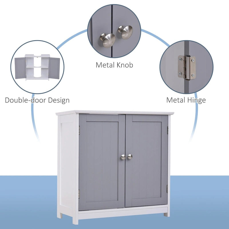 Meuble de rangement pour lavabo sur colonne, Meuble-lavabo, Meuble de salle de bain sous lavabo avec découpe en U et étagère interne réglable